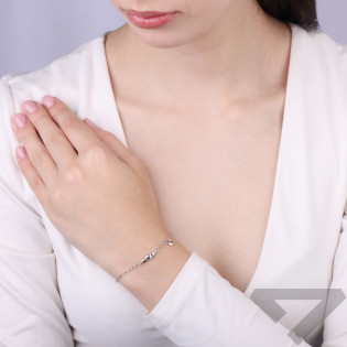 Náramek s hladkými foukanými srdíčky, stříbro 925