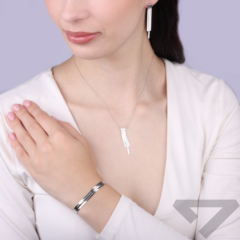 Náramek páska třpyt trojitý, stříbro 925