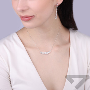 Set náhrdelníku a náušnic z různě broušených zirkonů, stříbro 925