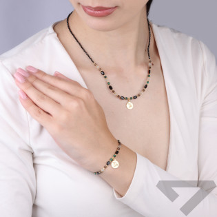 Bransoletka znak zodiaku Koziorożec z kamieniami naturalnymi srebro koloru złotego