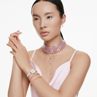 Bransoletka Swarovski Tennis Matrix różowe kryształy