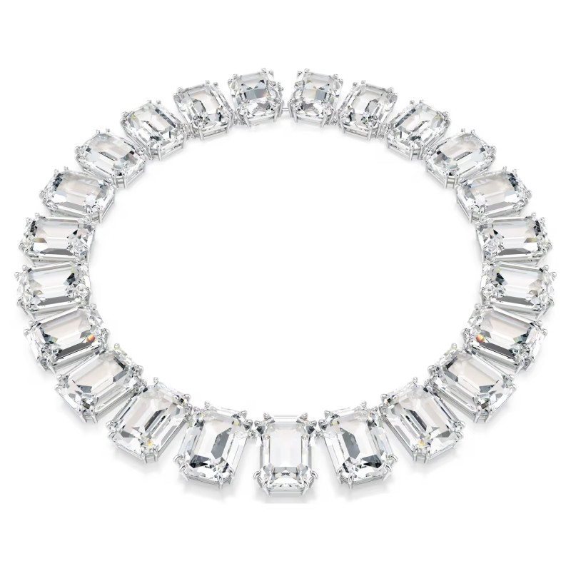Naszyjnik Swarovski Millenia Duże kryształy, Szlif ośmiokątny, Biały, Powłoka z rodu