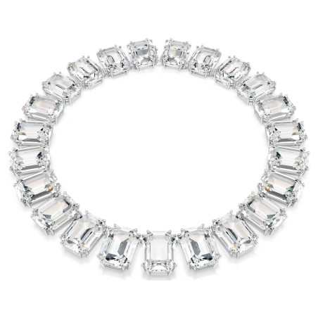 Naszyjnik Swarovski Millenia Duże kryształy, Szlif ośmiokątny, Biały, Powłoka z rodu
