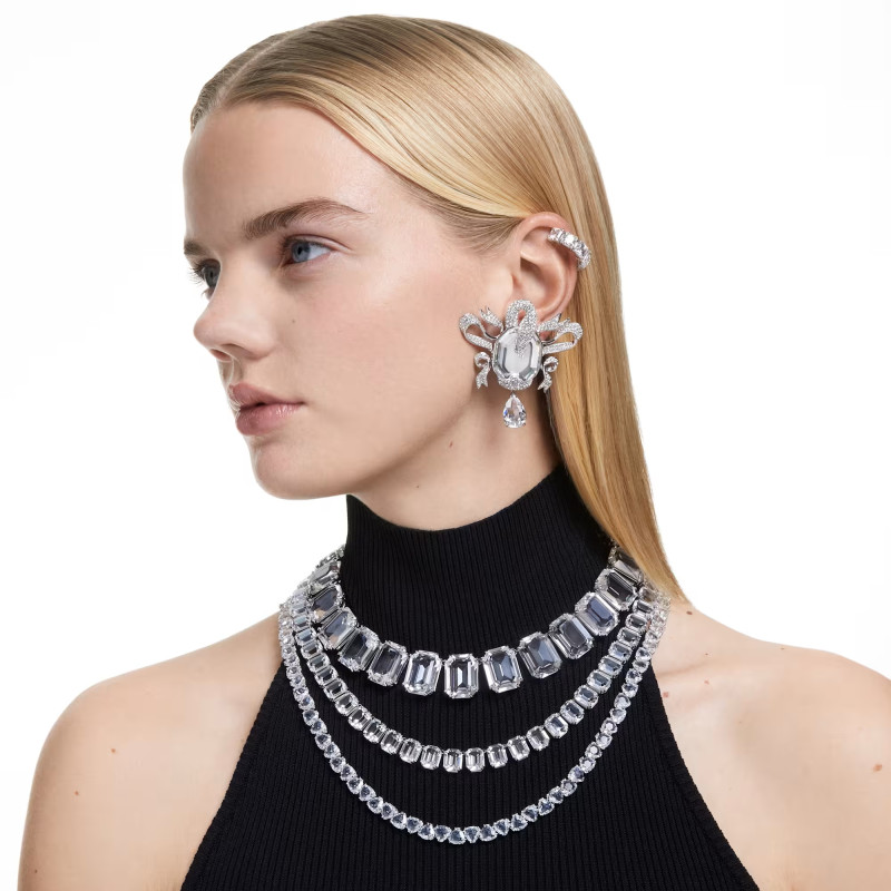 Naszyjnik Swarovski Millenia Duże kryształy, Szlif ośmiokątny, Biały, Powłoka z rodu