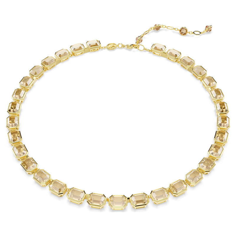 Naszyjnik Swarovski Millenia szlif ośmiokątny, żółty, powłoka w odcieniu złota