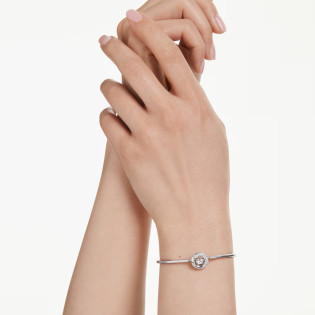 Bransoletka Swarovski typu bangle Dextera szlif okrągły, biała, powłoka z rodu
