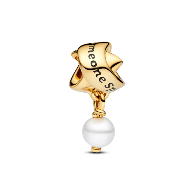Charms Pandora w kształcie kokardy z poddaną obróbce słodkowodną perłą hodowlaną 763784C01
