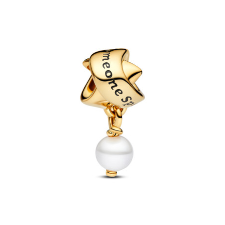 Charms Pandora w kształcie kokardy z poddaną obróbce słodkowodną perłą hodowlaną 763784C01