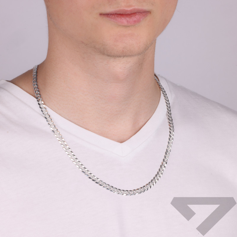 Panceřový řetízek ze stříbra pave 6 mm