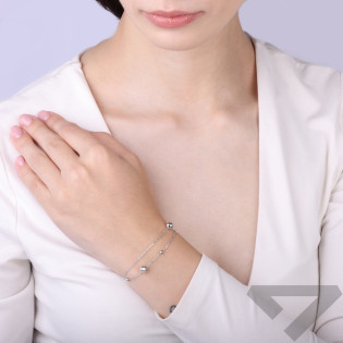 Stříbrný náramek dvojitý s diamantovanými kuličkami ze stříbra 925