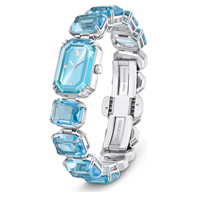 Zegarek Swarovski bransoletka z kryształami w szlifie ośmiokątnym, stal szlachetna