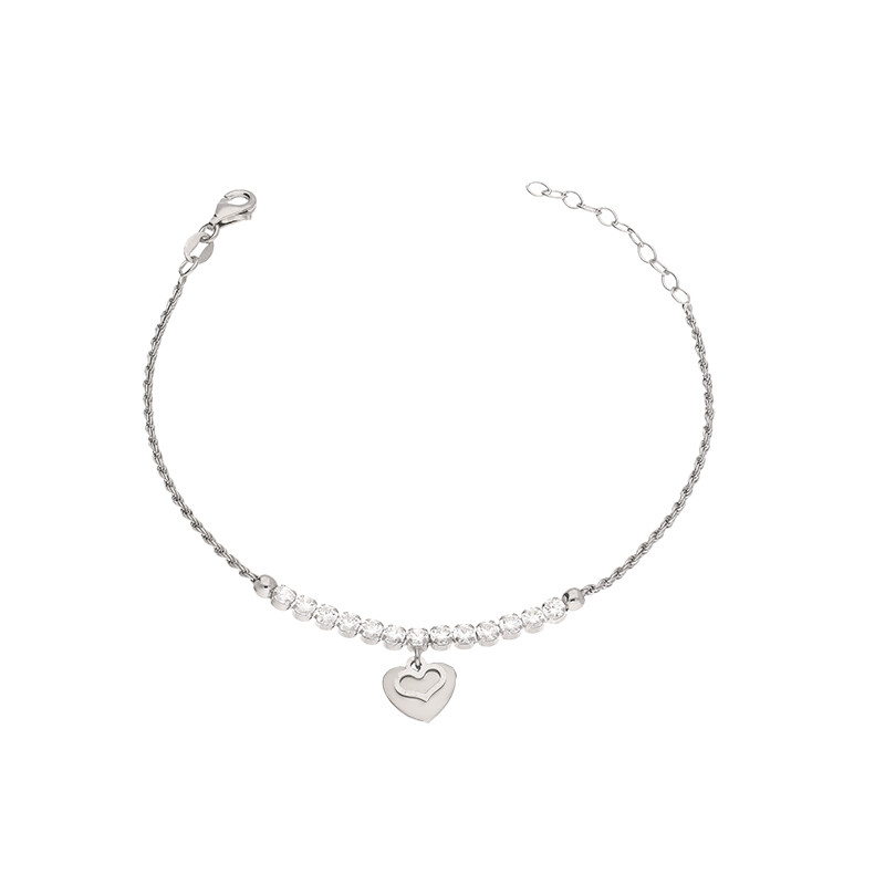 Stříbrný náramek Srdce se zirkony - iSezam.cz