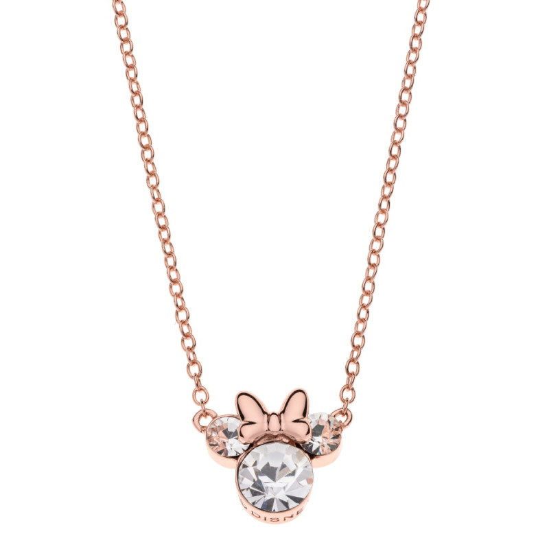 Objevte okouzlující stříbrný náhrdelník s motivem Myšky Minnie a třpytivými krystaly. Oficiální produkt Disney, ideální jako dár