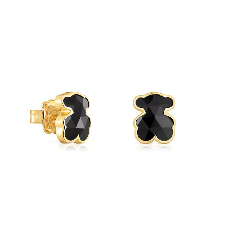 Náušnice TOUS Icon Color stříbrné pozlacené onyx