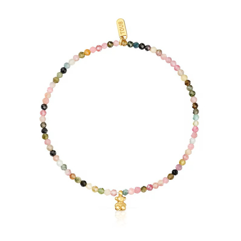 Elastické náramky TOUS z pozlaceného 18kt zlata s turmalíny TOUS Bold Bear