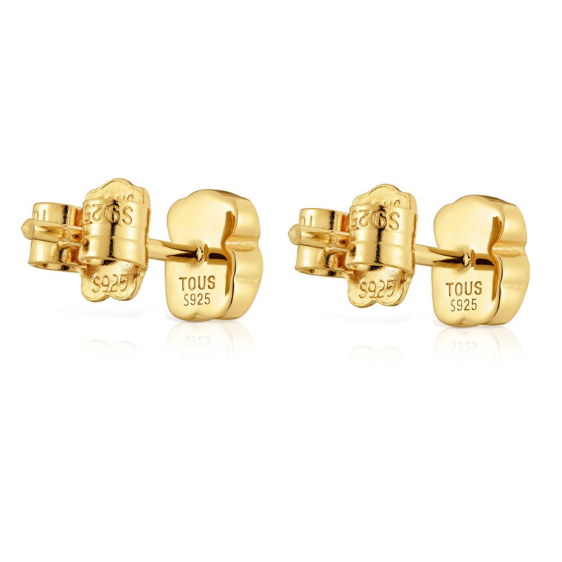 Náušnice 6 mm ze stříbra potaženého 18kt zlatem, s medvídkem z onyxu TOUS Icon Color