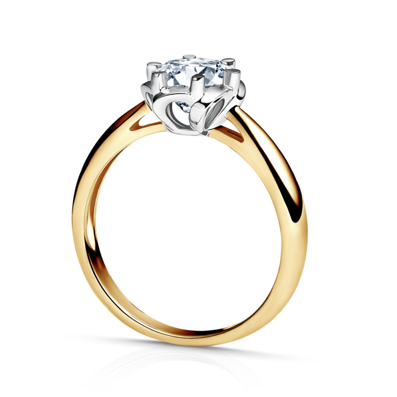 Zlatý prsten 585 s laboratorním diamantem Lily, briliant 1 ct
