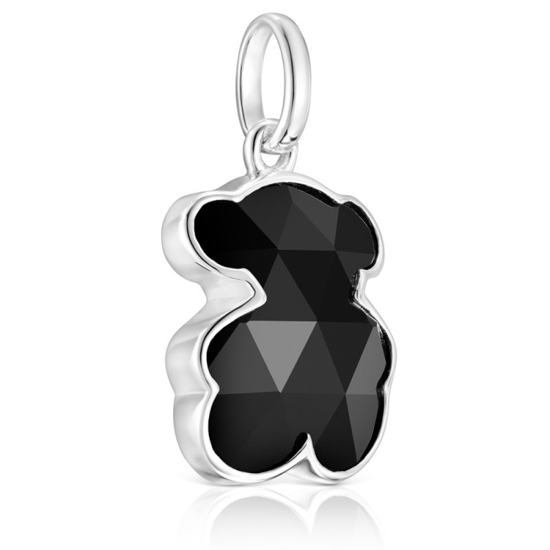 Malý stříbrný přívěsek s medvídkom z onyxu TOUS Icon Color