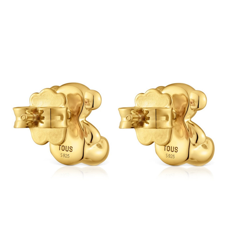 Náušnice TOUS ze stříbra pozlacené 18kt zlatem s motivem medvídka 10 mm Bold Bear