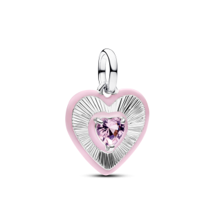 Charms-medalion Lśniące różowe serce PE 794409C01 Ag 925