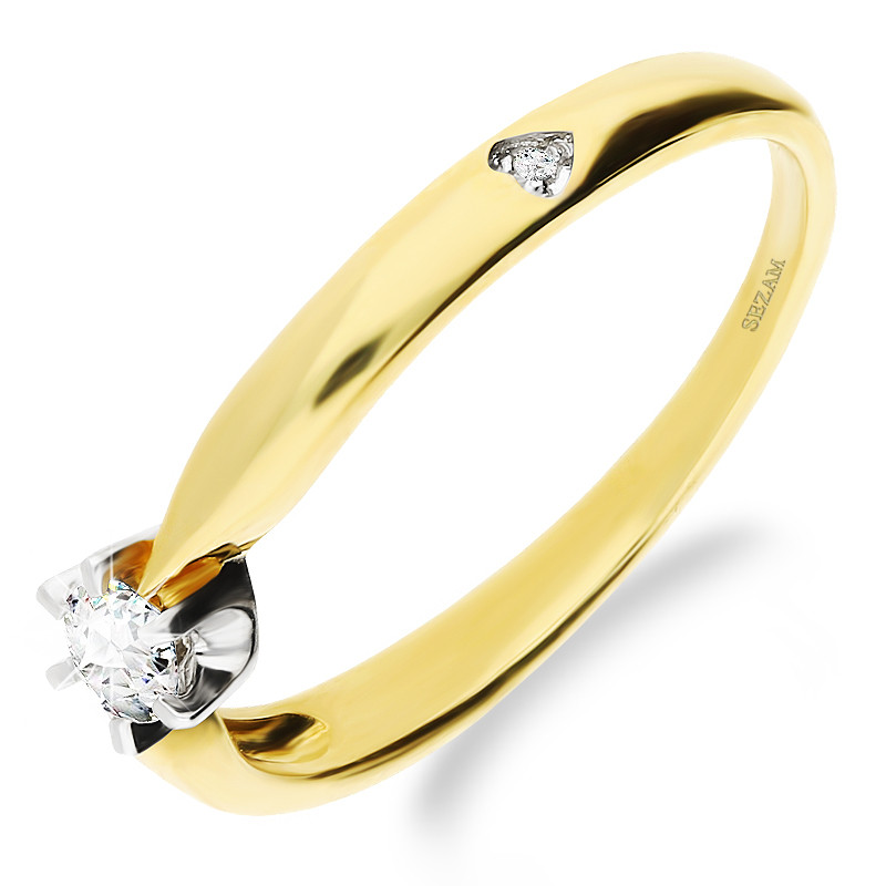 Zásnubní prsten Amor s diamantem 0,236 ct ryzost 585
