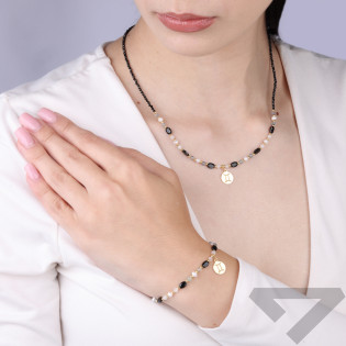 Naszyjnik znak zodiaku Bliźnięta z kamieniami naturalnymi srebro koloru złotego