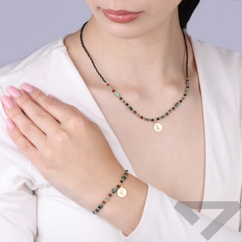 Naszyjnik znak zodiaku Lew z kamienimi naturalnymi srebro 925 koloru złotego