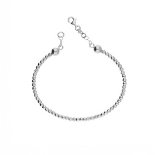 Náramek bangle s hladkými kuličkami a diamantovanými, stříbro 925
