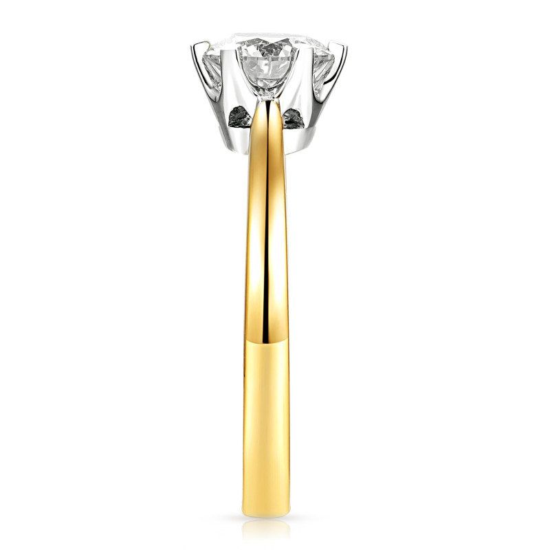 Objevte luxusní zlatý zásnubní prsten Royal s přírodním diamantem 1,00 ct. Klasický design, bílé a žluté zlato ryzosti 585. Symb