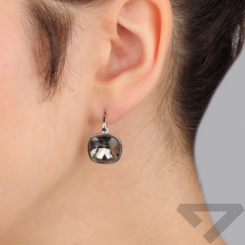 Náušnice Swarovski Barete s křišťálem Night Shadow, stříbro 925