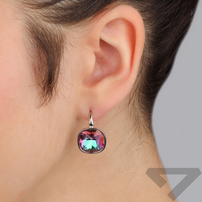 Náušnice Swarovski Barete s krystalem Heliotrop, stříbro 925