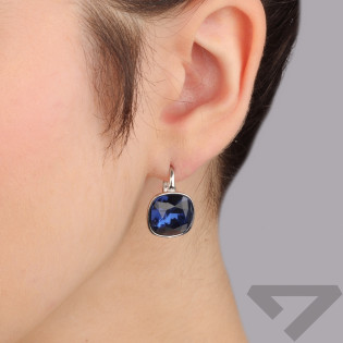 Stříbrné náušnice Swarovski safír | iSezam.cz