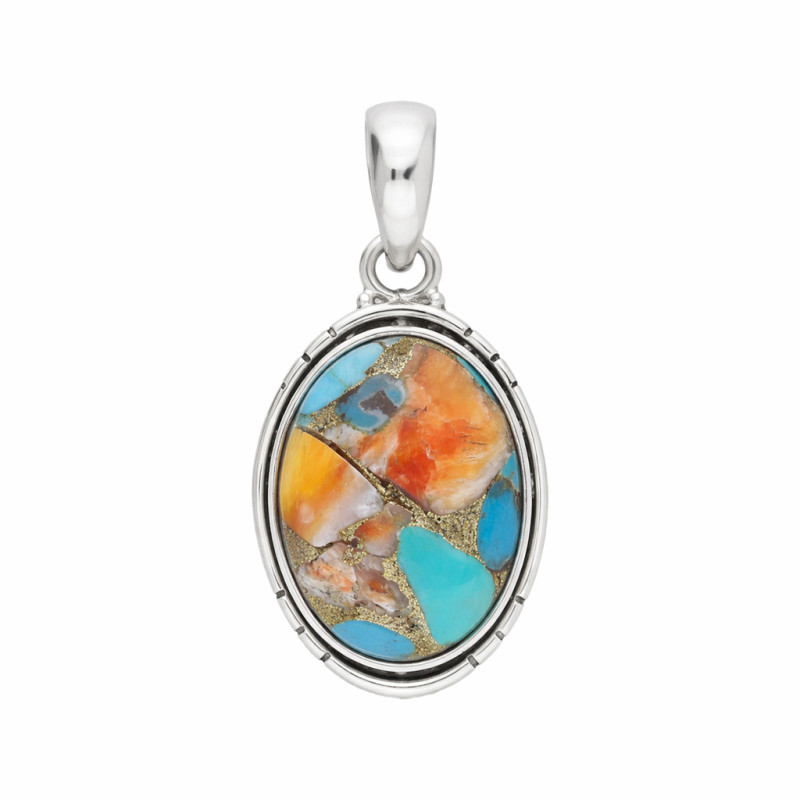 Stříbrný přívěsek s mozaikovým tyrkysem (925) | iSezam.cz