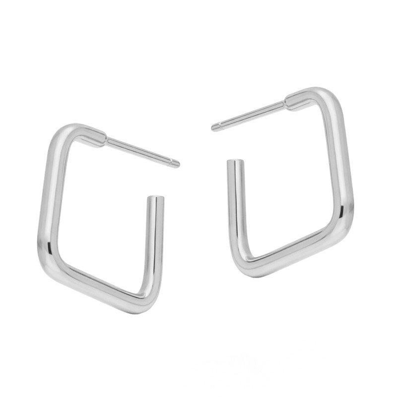 Objevte elegantní stříbrné náušnice ve tvaru otevřeného čtverce. Moderní minimalistický design, ryzost 925. Ideální pro každý de
