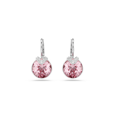 Kolczyki stalowe Swarovski Bella V z kryształem różowym