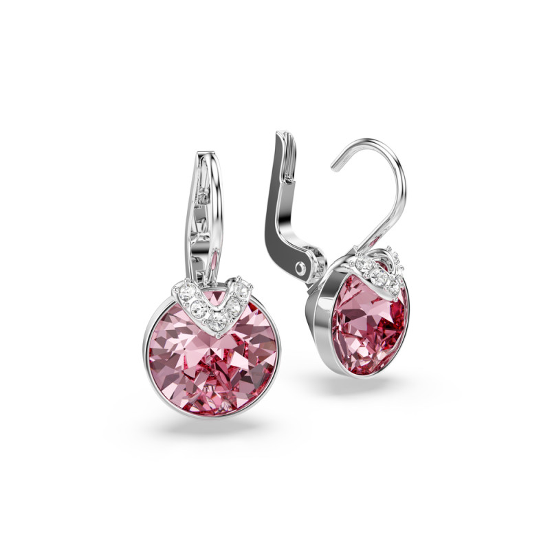 Kolczyki stalowe Swarovski Bella V z kryształem różowym