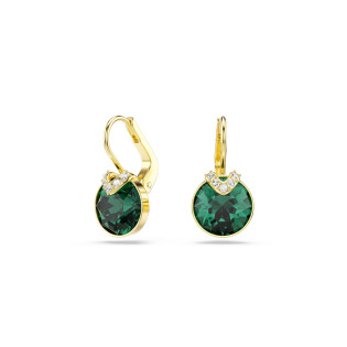 Kolczyki stalowe Swarovski Bella V z zielonym kryształkiem
