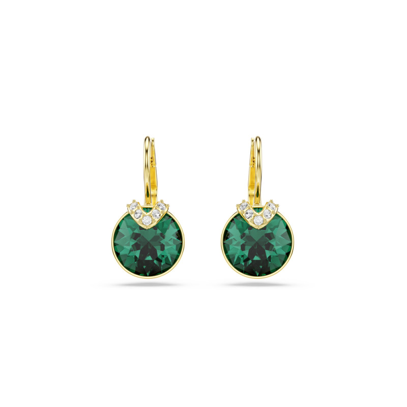 Kolczyki stalowe Swarovski Bella V z zielonym kryształkiem