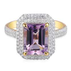 Zásnubní prsten s ametystem a diamanty 2,85 ct | iSezam.cz