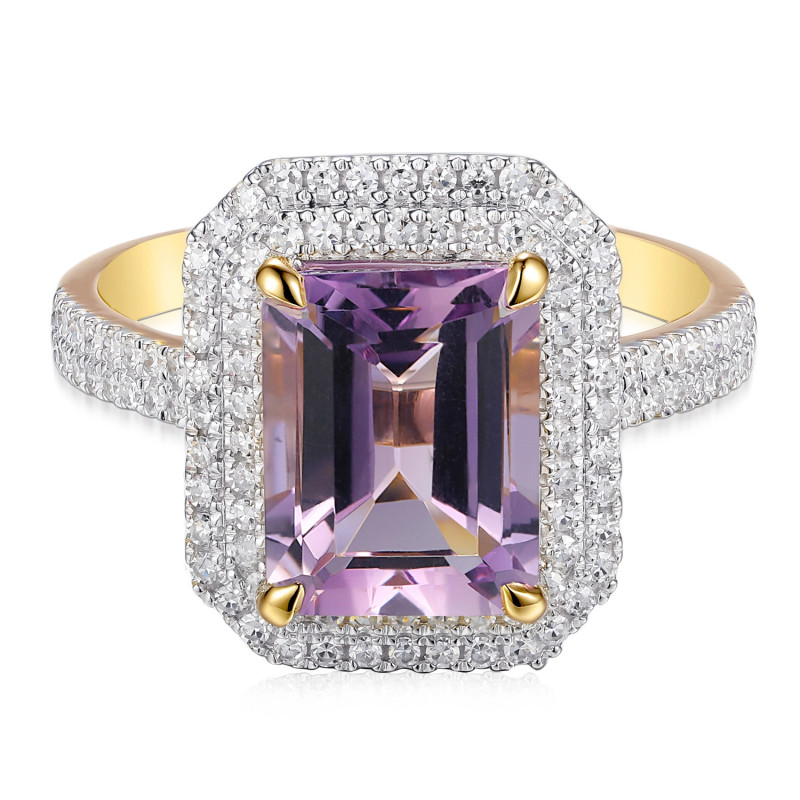 Zásnubní prsten s ametystem a diamanty 2,85 ct | iSezam.cz