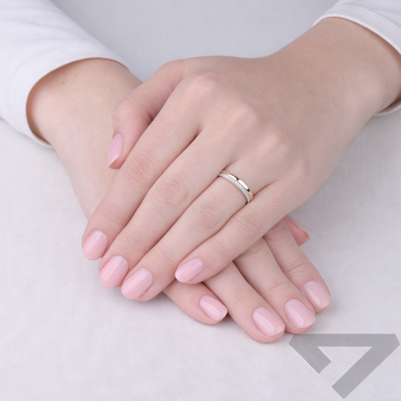 Stříbrný prsten Rings se zlatou destičkou 375, stříbro ryzosti 925