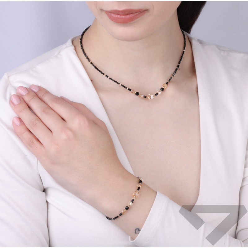 Naszyjnik z acháty, spinely a krystaly Swarovski, zlato 585