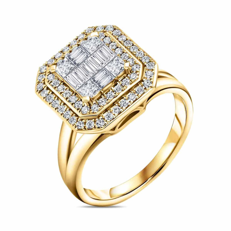 Objevte luxusní zásnubní prsten z 14kt zlata s 73 diamanty (0,77 ct). Unikátní design, certifikovaná kvalita. Ideální dárek pro 