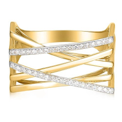 Objevte moderní zlatý prsten Line (585) s 0,13ct diamanty. Luxusní šperk s originálním designem. Certifikované kameny. Kupte nyn