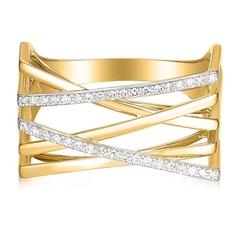 Objevte moderní zlatý prsten Line (585) s 0,13ct diamanty. Luxusní šperk s originálním designem. Certifikované kameny. Kupte nyn