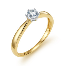 Objevte luxusní zásnubní prsten Soliter ze zlata 585 s briliantem 0,30 ct a certifikátem IGI. Elegantní design pro váš nezapomen