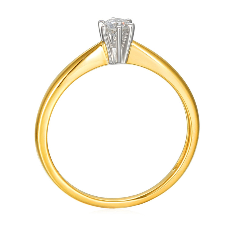 Solitér s diamantem 0,15 ct, zlato 585