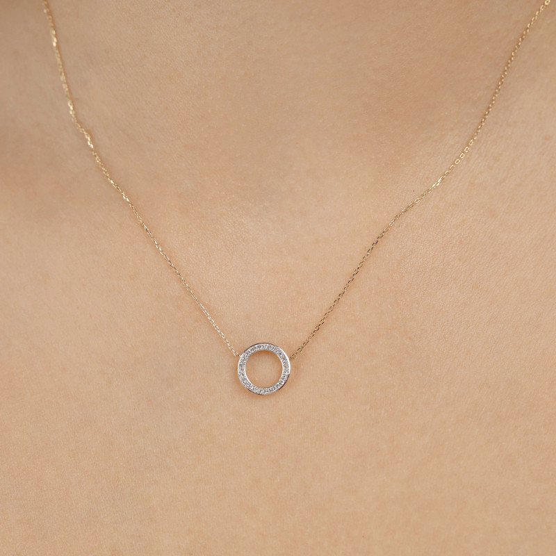 Náhrdelník oponka s diamanty 0,07 ct, zlato 585