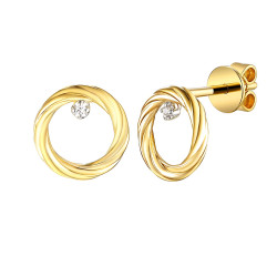 Náušnice s diamanty 0,01 ct, zlato 585