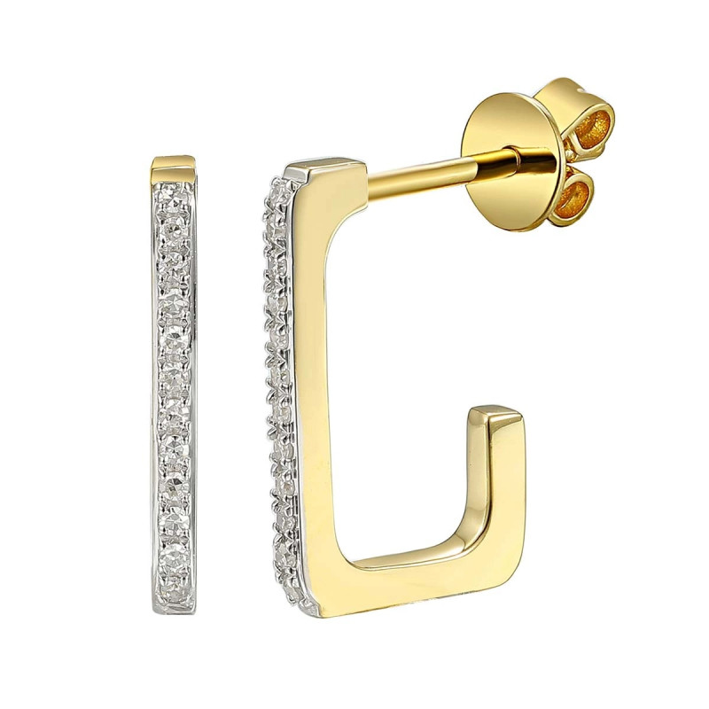 Objevte luxusní zlaté náušnice LINE s diamanty 0,08 ct. Elegantní geometrický design, zapínání na puzetu. Perfektní dárek. Kupte